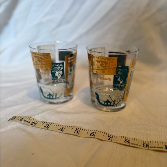 Vintage Vacation Libbey Glass Tumblers - Gold and Blue - Picture 2 of 9